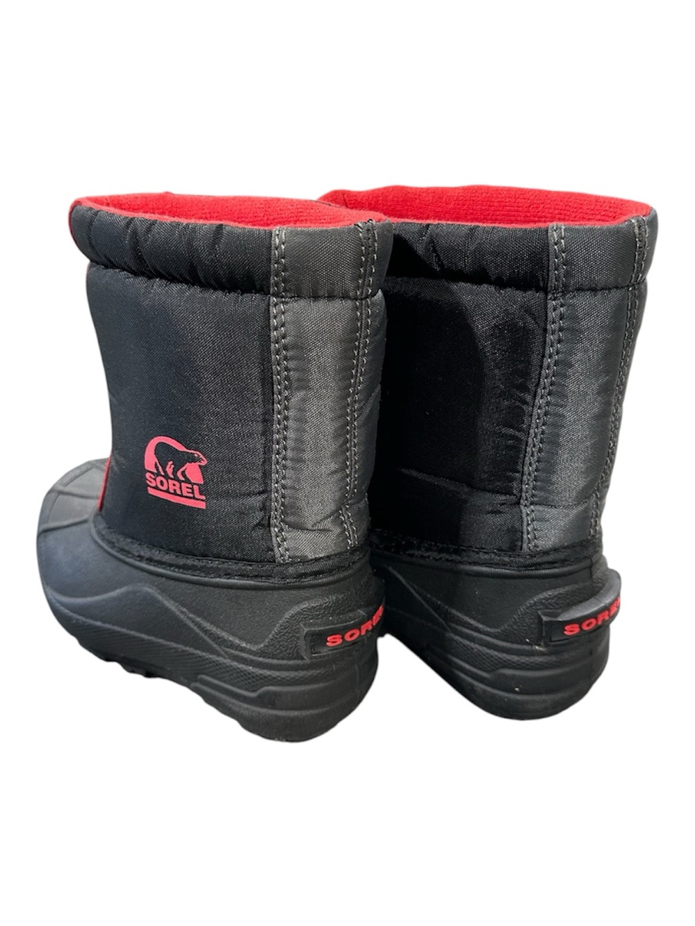 SOREL Snow Commander Waterproof Winter Boots Black/Red Combo- NWOT Size 9 (Kids)